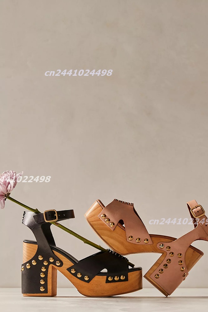 Women Chunky Block Wooden Heel - Geta Wooden Sandal 评论和价格